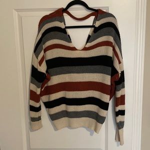 Striped sweater with open back